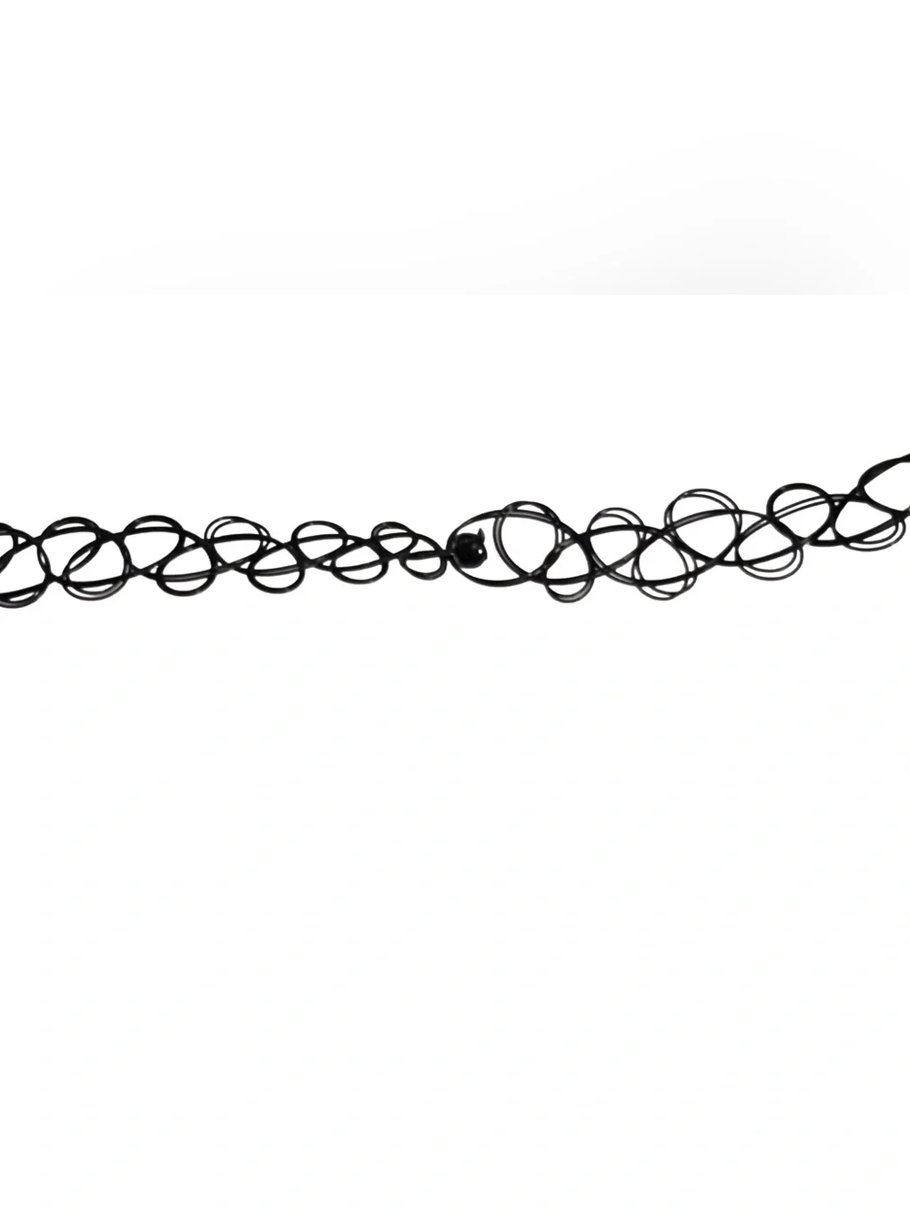 Black Tattoo Choker Necklace with Biscuit Charm
